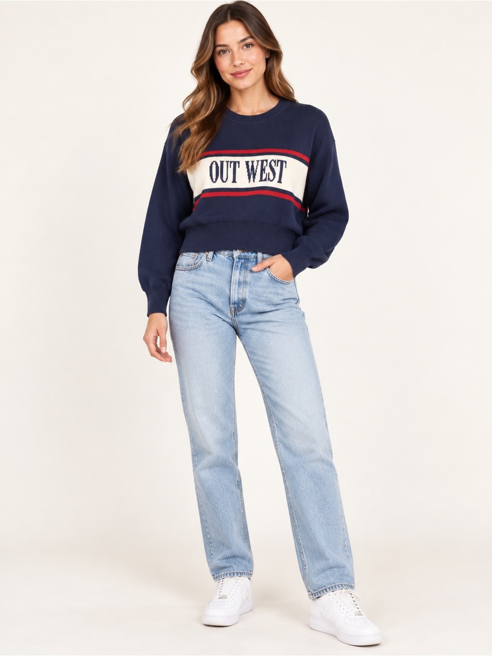 Aerie 90’s Vintage “Out West” Navy Blue Sweater Sz Small